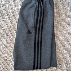 Adidas Gray Sweatpants with Black Stripes